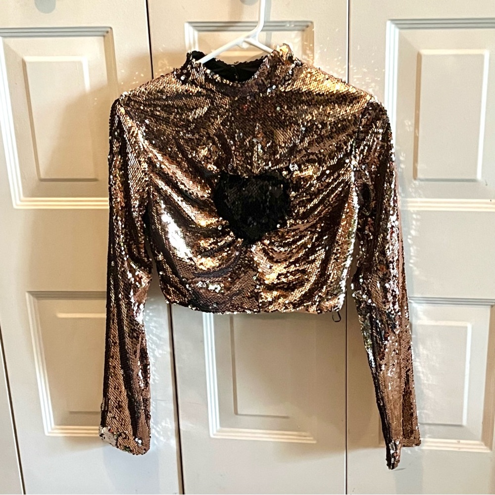 Akira sequin heart crop top